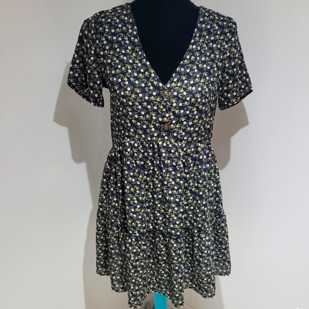 Sienna Sky Floral Mini Dress - Black and White